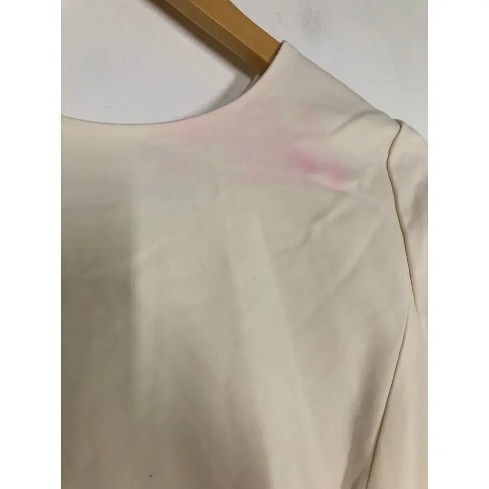 Emporio Armani Fit & Flare Dress Cap Sleeve Tonal Stitching Mini White Medium